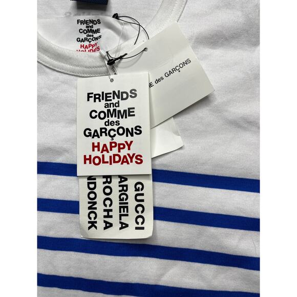 5-92 COMME DES GARCONS Men's Top Striped Blue White Small - Picture 8 of 9